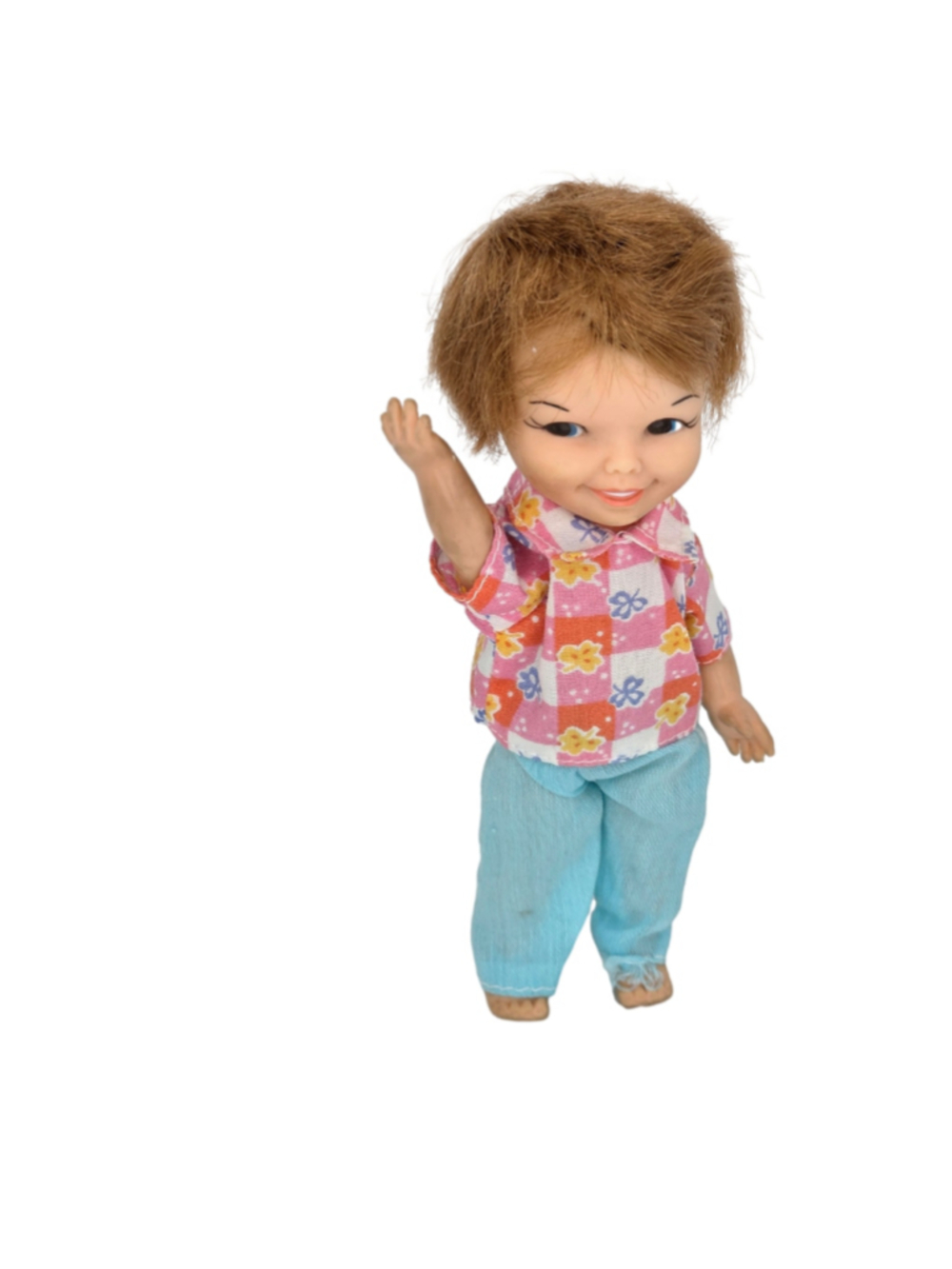 Vintage Remco Doll Girls One Size Pink Blue Plaid Outfit